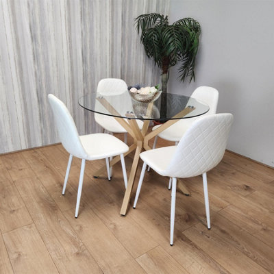 Kosy Koala Forest Round Glass Table + 4 Gem White