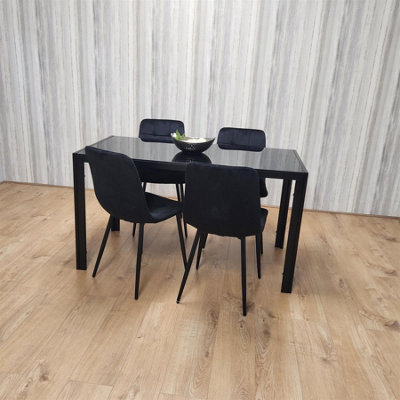 Kosy Koala Dining Table And 4 Chairs Glass 4 Velvet Chairs Dining Room Furniture Black