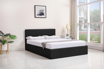 Kosy Koala Ottoman Storage Leather Bed Side Lift Black 4Ft Small Double Bed