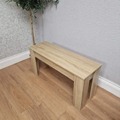 B&Q -  Oak Effect Wooden Bench  Durable Engineered Wood Seat For DiningKitchen