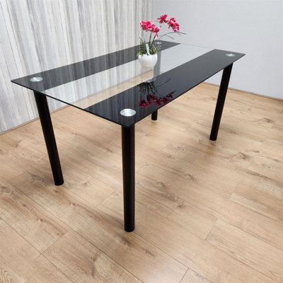 B&Q -  Dining Table Clear Glass Kitchen Place For 6 SeatsDining Table Only (Clear H 75 X L 140 X W 80 Cm)