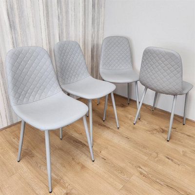 Kosy Koala Dining Chairs Set Of 4 Faux Leather Padded Gem Kitchen Dining Room Grey
