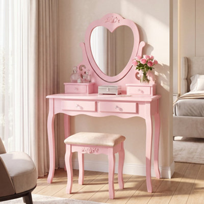 Kosy Koala Love Heart Dressing Table With Mirror And Stool - Pink - Image 3