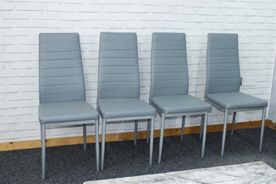 B&Q -  Dining Chairs Set Of 4 Grey Leather Kitchen Chairs