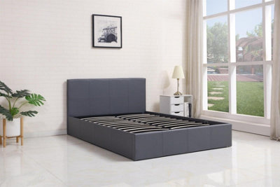 Kosy Koala Ottoman Bed Gas Lift Storage Leather 4Ft6 Double Pine Wood Bedroom Grey
