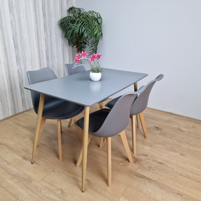 Kosy Koala Kitchen Dining Table With 4 Tulip Chairs Table Set Of 4 Grey