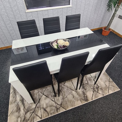 Kosy Koala Kitchen Dining Set For 6 Wooden Dining Table And 6 Chairs Dining Set For 6 Furniture Black