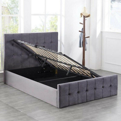 Kosy Koala Ottoman Bed Gas Lift Storage Grey 4Ft Small Double Velvet Cushioned Bedroom from B&Q