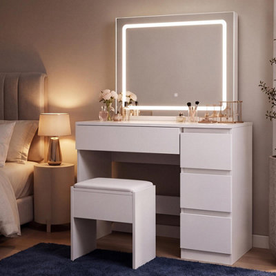 Kosy Koala Vanity Fantasy Dressing Table With Drawers Led Mirror And Stool Light