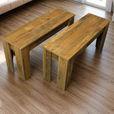 Kosy Koala 2 Benches Rustic Effect Wood Table Rustic Benches Dining Room from B&Q
