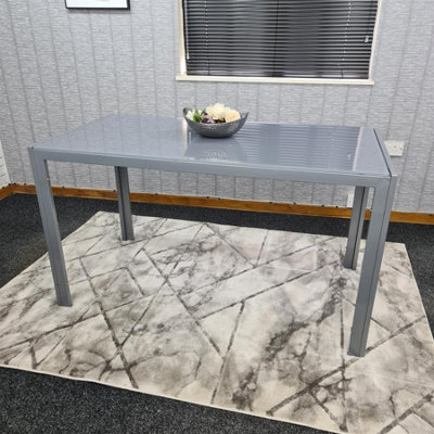 B&Q -  Dining Table Grey Glass Kitchen Place For 6 SeatsDining Table Only (Grey H 75 X L 134 X W 70 Cm)