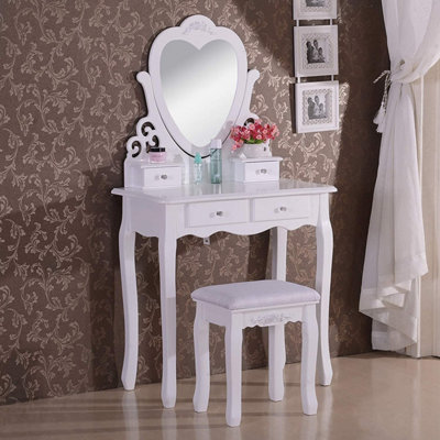 Kosy Koala Dressing Table With Mirror Stool Vanity Dresser Bedroom White Love Heart Furniture from B&Q