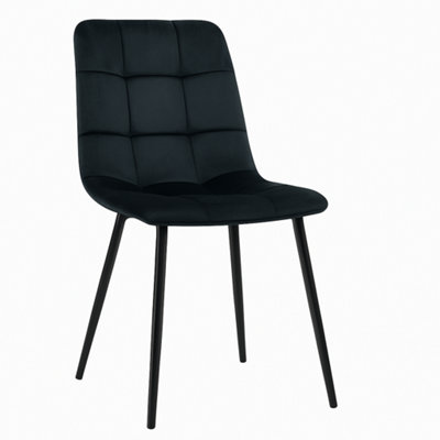 B&Q - Dining Chairs Set Of 2 Black Tufted Chairs Velvet Chairs Seats 