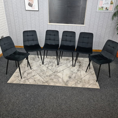 Kosy Koala Dining Chairs Set Of 6 Tufted Chairs Velvet Chairs Black