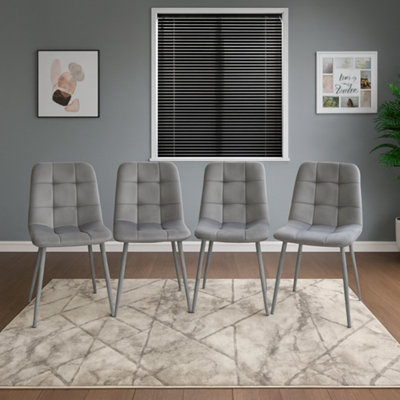 Kosy Koala Dining Chairs Set Of 4 Tufted Chairs Velvet Chairs Seats Grey