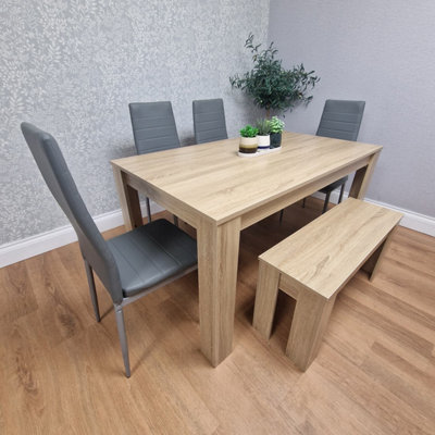 Kosy Koala Grey Dining Kitchen Table With Chairs And A Bench Dining Metal Chairs Dining Room Furniture Size 4