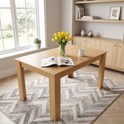 Kosy Koala Unisex Beige Dining Table Wood Kitchen Place For 6 Seats, Dining Table Only ( H 75 X L 140 X W 80 Cm) - Image 4