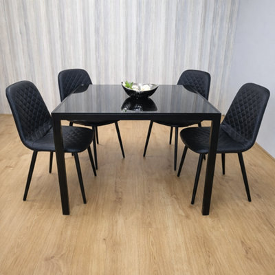 Portland - Kosy Koala Dining Set - 4 Seater - Faux Leather - Black - Image 11