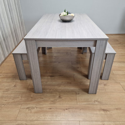 B&Q -  Kitchen Dining Table With 2 Benches,dining Room Table SetDining Table And 2 Benches