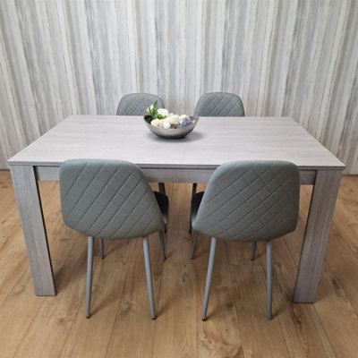 Kosy Koala Dining Table And 4 Chairs 4 Leather Chairs Wood Dining Set Furniture Grey