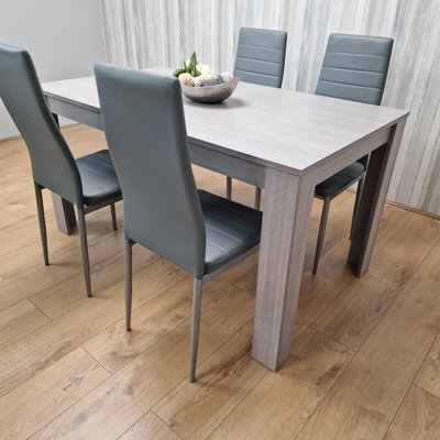 Kosy Koala Dining Table And 4 Chairs 4 Leather Chairs Wood Dining Set Furniture Grey