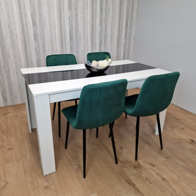 Kosy Koala Unisex Brown Dining Table And 4 Chairs Set White Black Table With 4 Green Velvet Chairs Dining Room Furniture In - Image 10