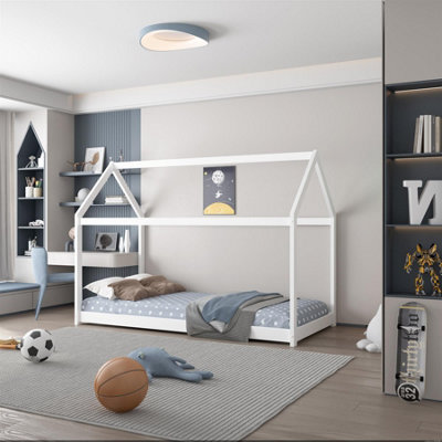 Kosy Koala White House Bed Kids Single With 1 Mattress Durable Pine Children Bedroom 3Ft