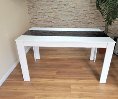 B&Q -  Dining Table Wood Kitchen Place For 4 SeatsDining Table Only (White And Black H 75 X L 117 X W 77 Cm)