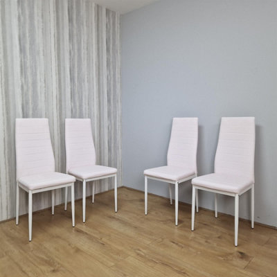B&Q -  Dining Chairs Set Of 4 Pink Leather Kitchen Chairs