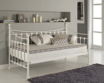 B&Q -  Daybed Without Trundle White 3Ft Single Bed Metal Bedroom Living Room