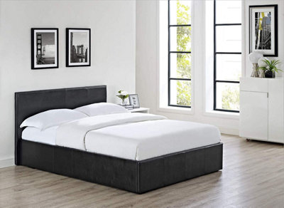 Kosy Koala Ottoman Storage Black Faux Leather Bed Side Lift 3Ft Single Bed Frame