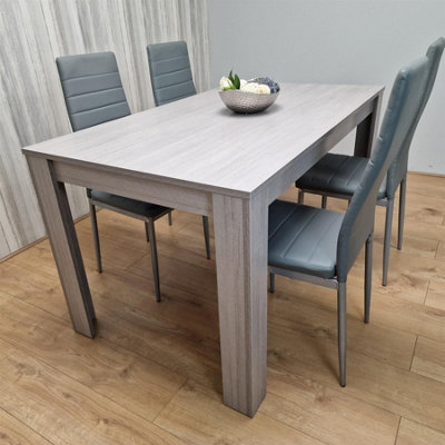 Kosy Koala Dining Table And 4 Chairs 4 Leather Chairs Wood Dining Set Furniture Grey