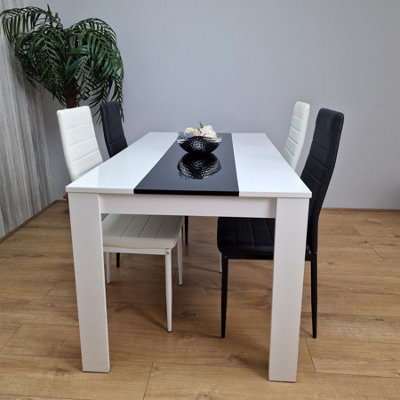 Kosy Koala Modern White And Black Dining Table Set With 4 Mix Chairs Dining Room Furniture from B&Q