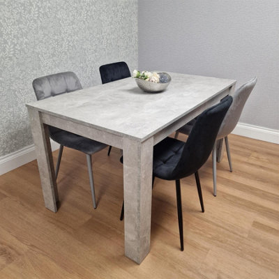 Kosy Koala Stone Grey Effect Wood Dining Table With 4 Velvet Chairs Dining Room Furniture Set from B&Q