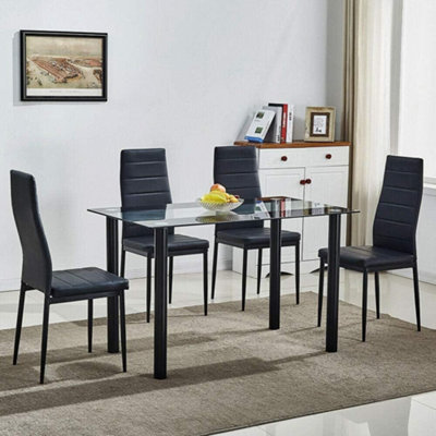 Kosy Koala Black Dining Table Set With 4 Chairs Dining Room, And Kitchen Table Set Of 4 - Image 5