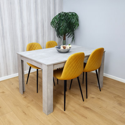 Kosy Koala Wooden Rectangle Dining Table Set With 4 Mustard Gem Pattern Chairs Dining Room Furniture from B&Q