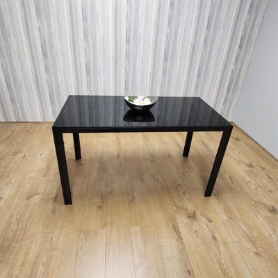 B&Q -  Dining Table Black Glass Kitchen Place For 4 SeatsDining Table Only (Black H 75 X L 120 X W 70 Cm)