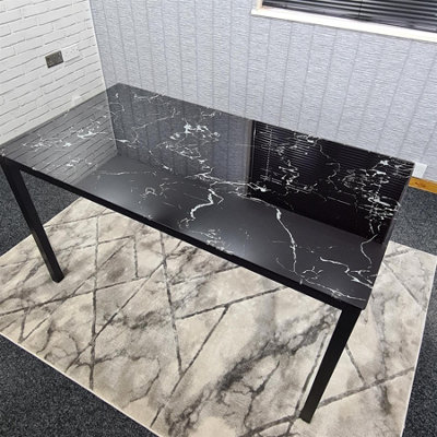 Kosy Koala Dining Table Black Glass Kitchen Place For 4 SeatsDining Table Only (Black H 75 X L 120 X W 70 Cm) from B&Q