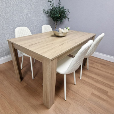 Kosy Koala Wooden Dining Table With 4 Gem Patterned Chairs Oak Effect Table With Chairs White