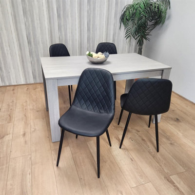 Kosy Koala Dining Table And 4 Chairs 4 Leather Chairs Wood Dining Set Furniture Black