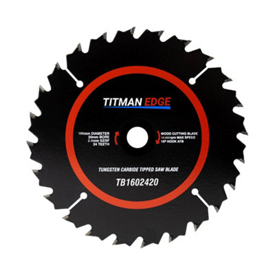 Titman Edge: 160mm Diameter TCT Saw Blade, 24 tooth & 20mm Bore Titman Edge TB1602420