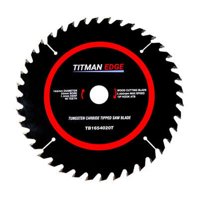 165mm Diameter Tct Saw Blade40 Tooth & 20mm Bore Titman Edge Tb1654020T from B&Q