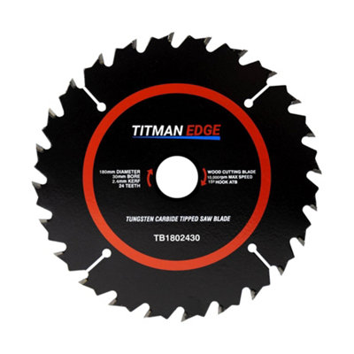 Titman Edge: 180mm Diameter TCT Saw Blade, 24 tooth & 30mm Bore Titman Edge TB1802430