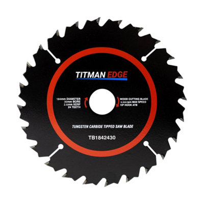 Titman Edge: 184mm Diameter TCT Saw Blade, 24 tooth & 30mm Bore Titman Edge TB1842430
