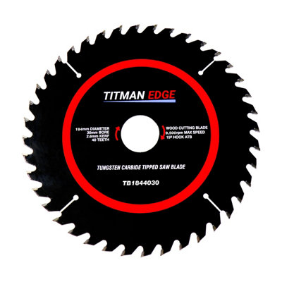 Titman Edge: Titman Edge TCT General Purpose Saw Blade 184mm x 30mm x 40 Tooth - TB1844030
