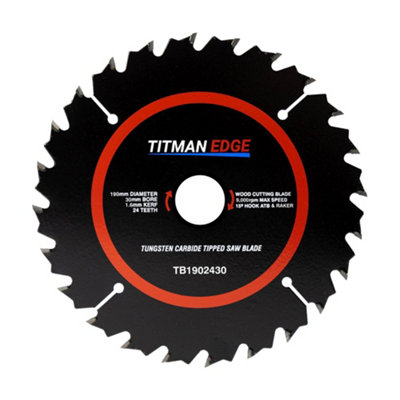 190mm Diameter Tct Saw Blade24 Tooth & 30mm Bore Titman Edge Tb1902430 from B&Q