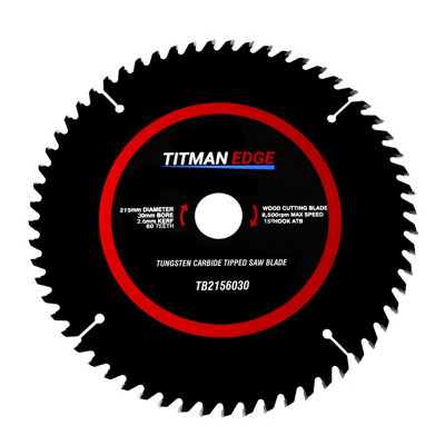 215mm Diameter Tct Saw Blade60 Tooth & 30mm Bore Titman Edge Tb2156030 from B&Q