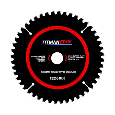 250mm Diameter Tct Saw Blade48 Tooth & 30mm Bore Titman Edge Tb2504830 from B&Q