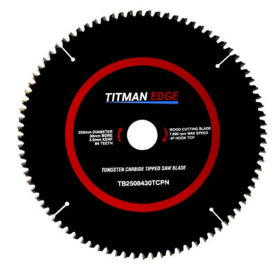 250mm Diameter Tct Saw Blade88 Tooth & 30mm Bore Titman Edge Tb2508430Tcpn from B&Q