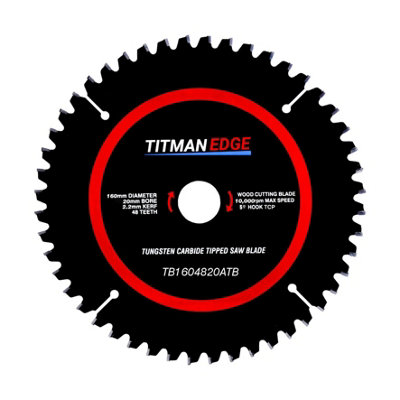 Titman Edge: 160mm Diameter TCT Saw Blade, 48 tooth & 20mm Bore Titman Edge TB1604820ATB